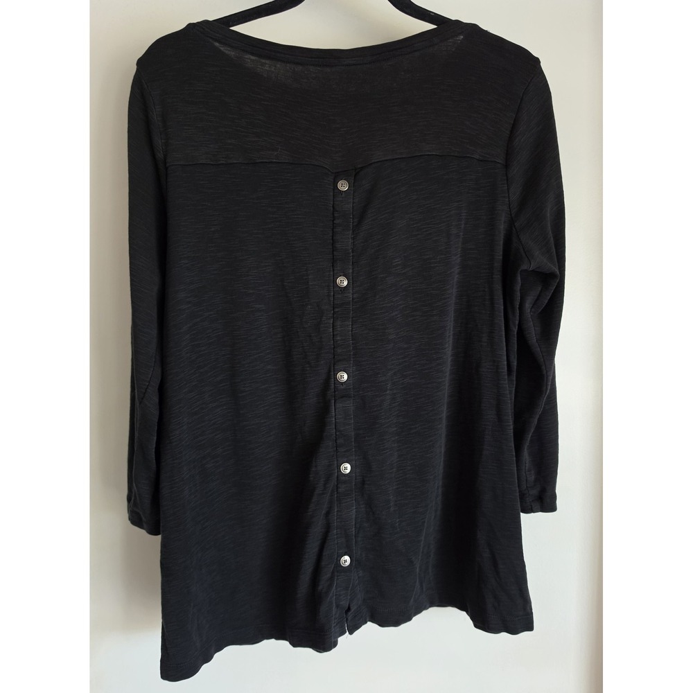 J.Jill Womens M Black 3/4 Sleeve Tee 100% Pima Cotton Solid Casual Top Shirt - Picture 2 of 6